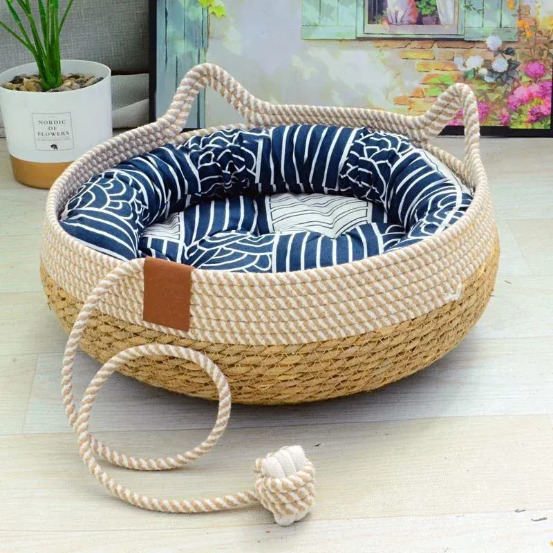 Cat Bed Woven Removable Upholstery Sleeping House - image 1