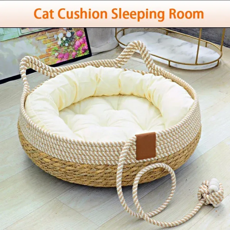 Cat Bed Woven Removable Upholstery Sleeping House - image 2