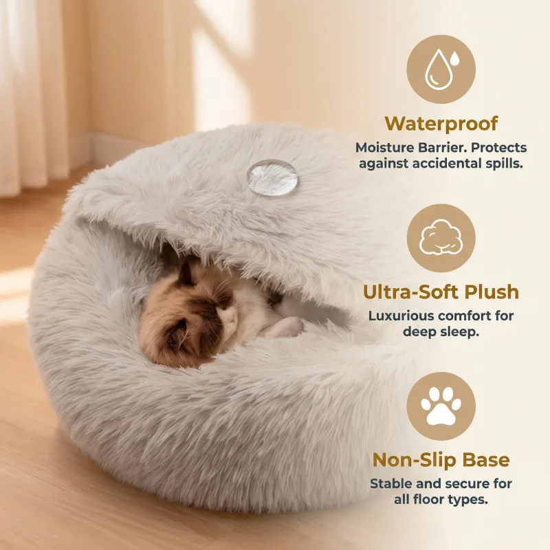 inter Warm Cat Bed Shell Shape Closed Security Nest - image 2