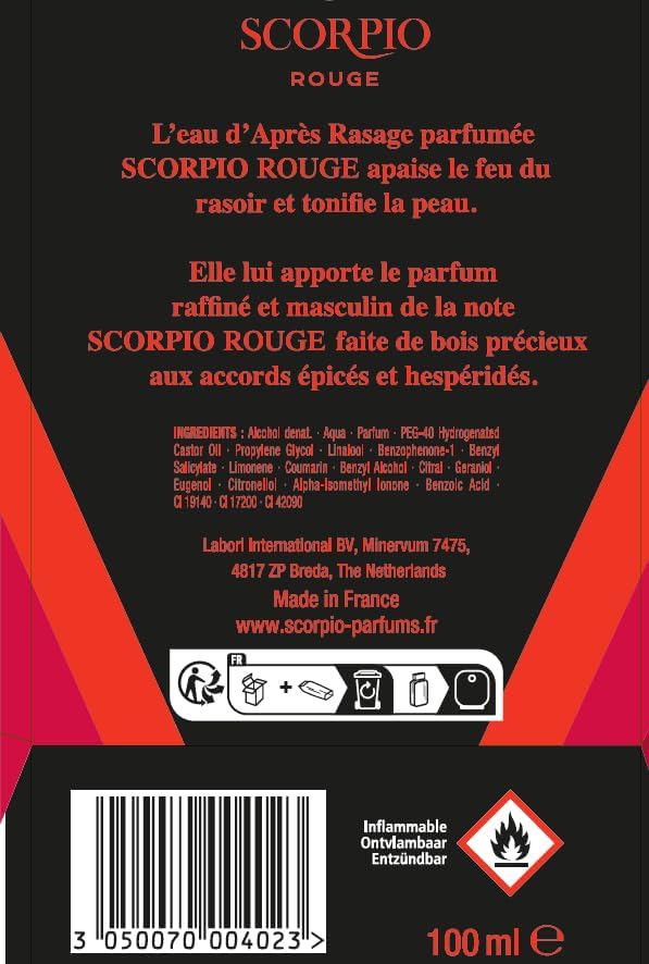 Vue 2 de Scorpio Apresrasage Rouge Ml