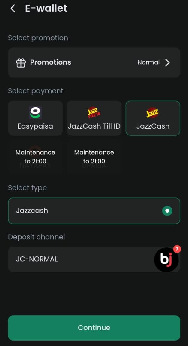 Deposit options 