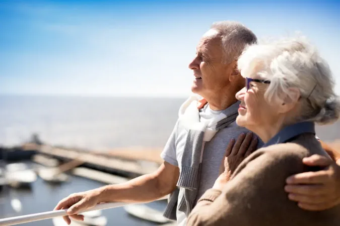 Senior couple enjoying a cruise.