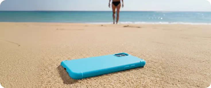 phone on sand