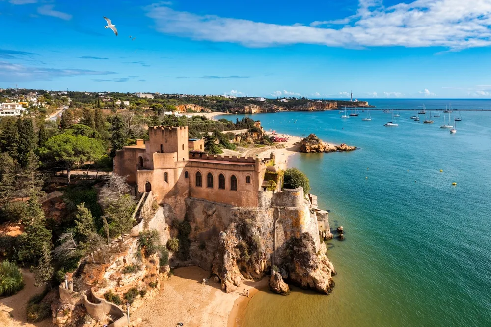 Forte de Santa Catarina overlooking beach and coastline in Portimão, Algarve, Portugal