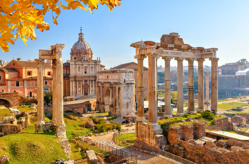 Roman ruins in Rome, Italy.