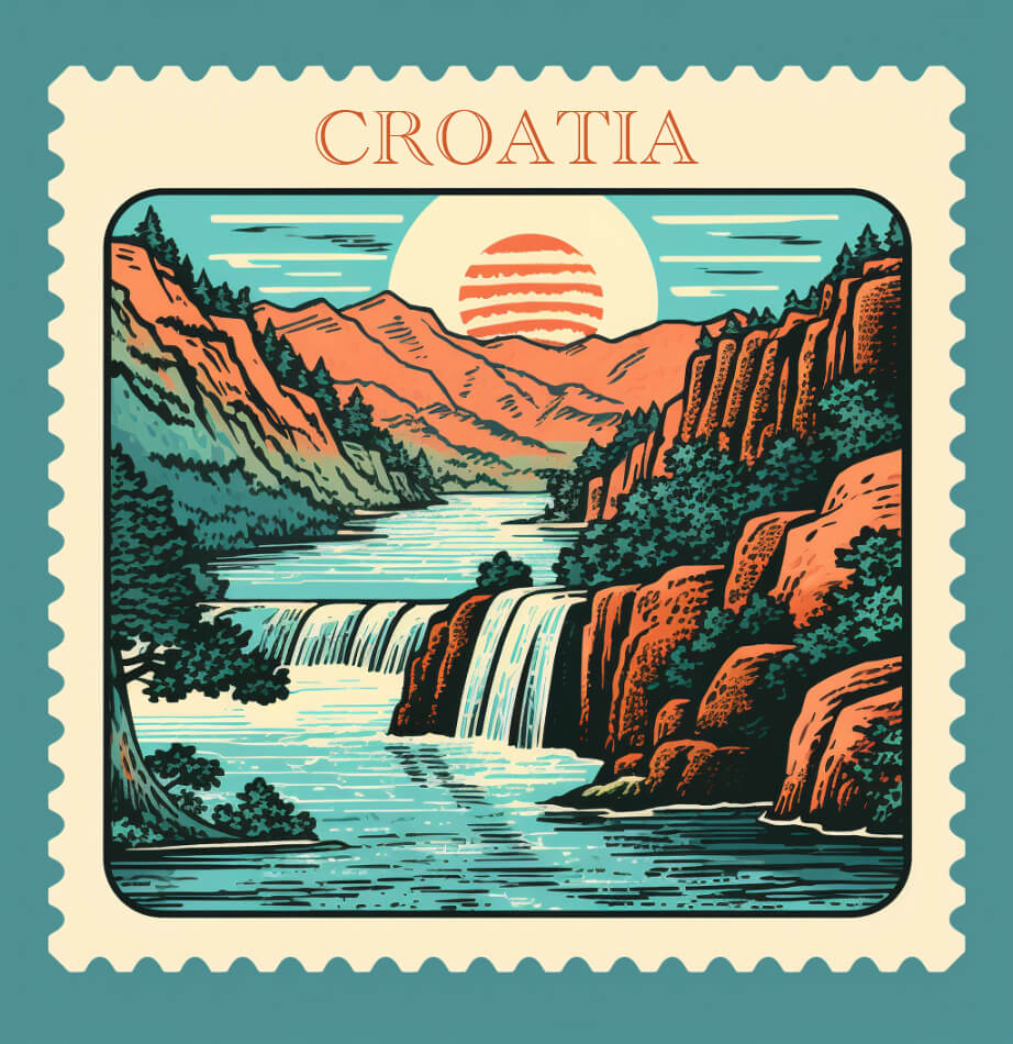 AI generated stamp for Croatia.