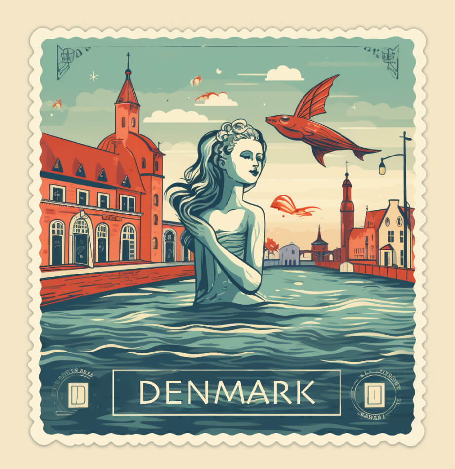 AI generated stamp for Denmark.