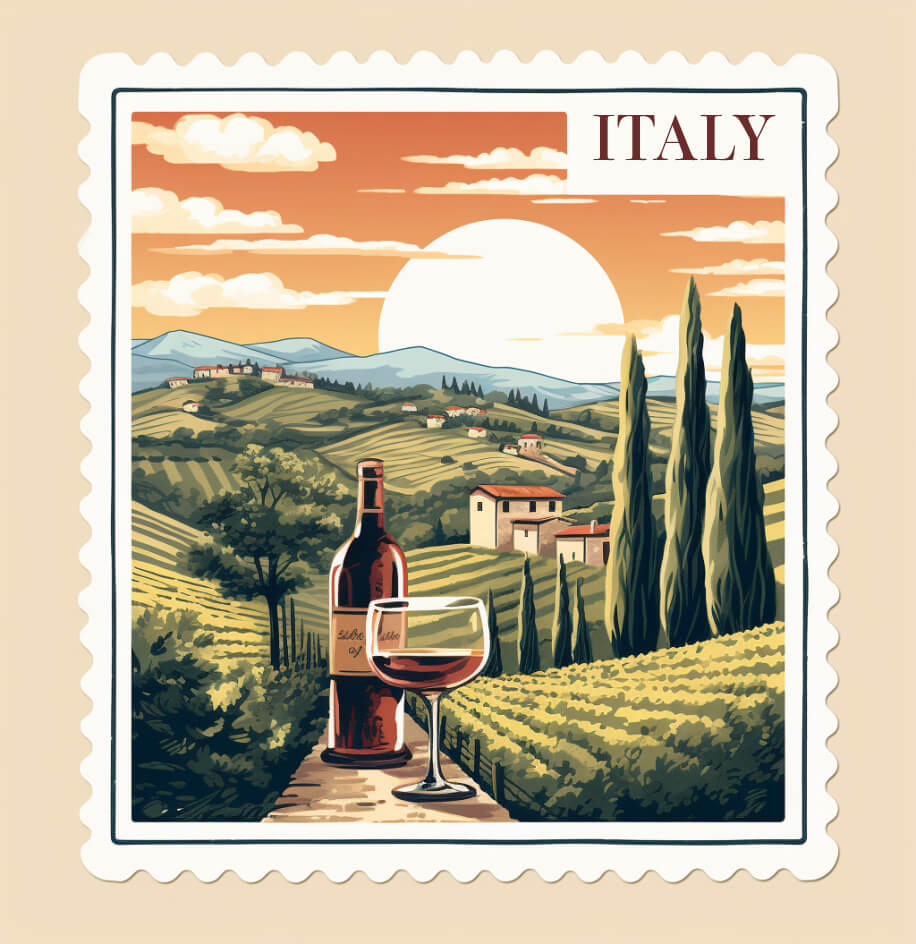 AI generated stamp for Italy.