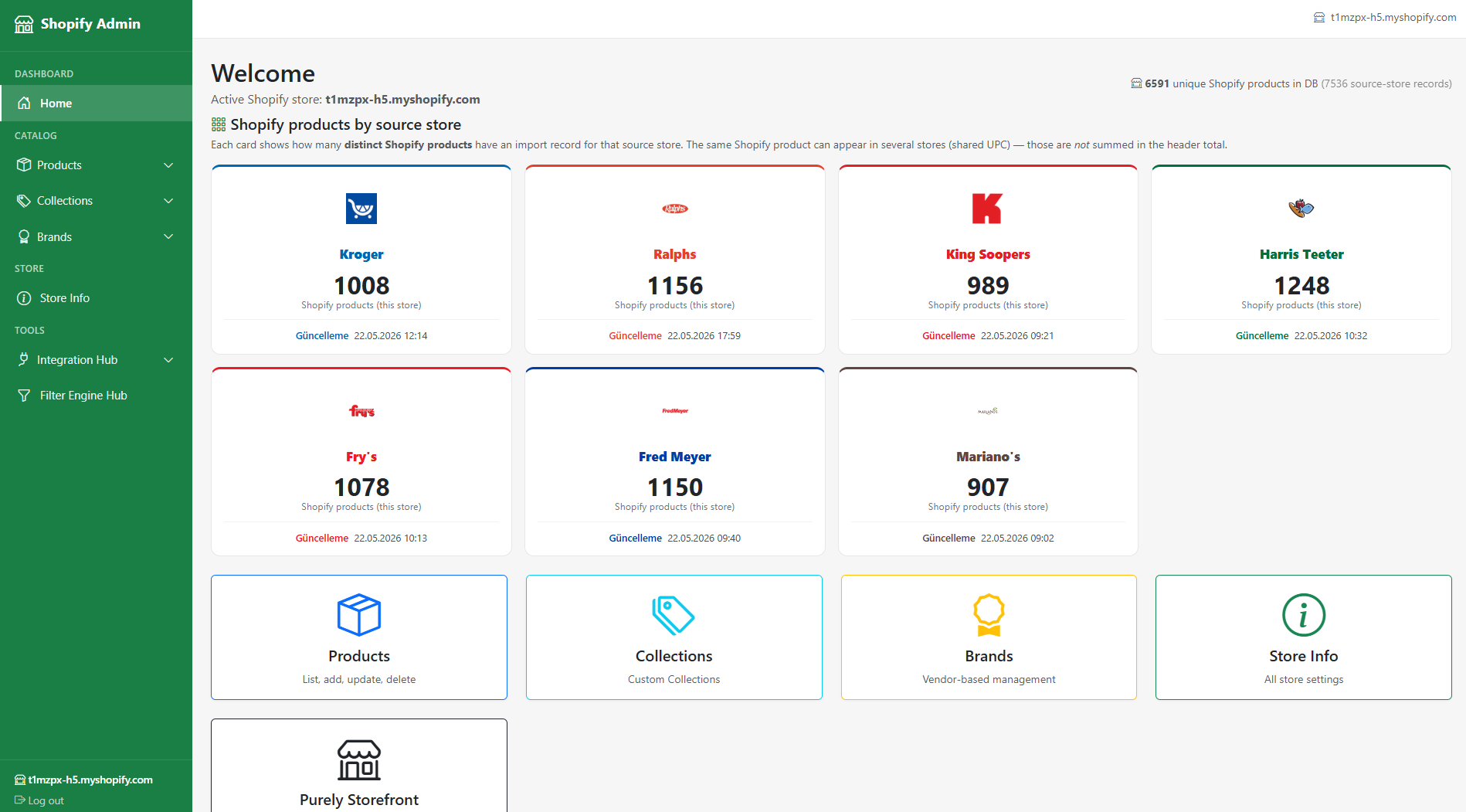 Purely — Shopify & Kroger Katalog Entegrasyonu ve İçerik Filtreleme Platformu