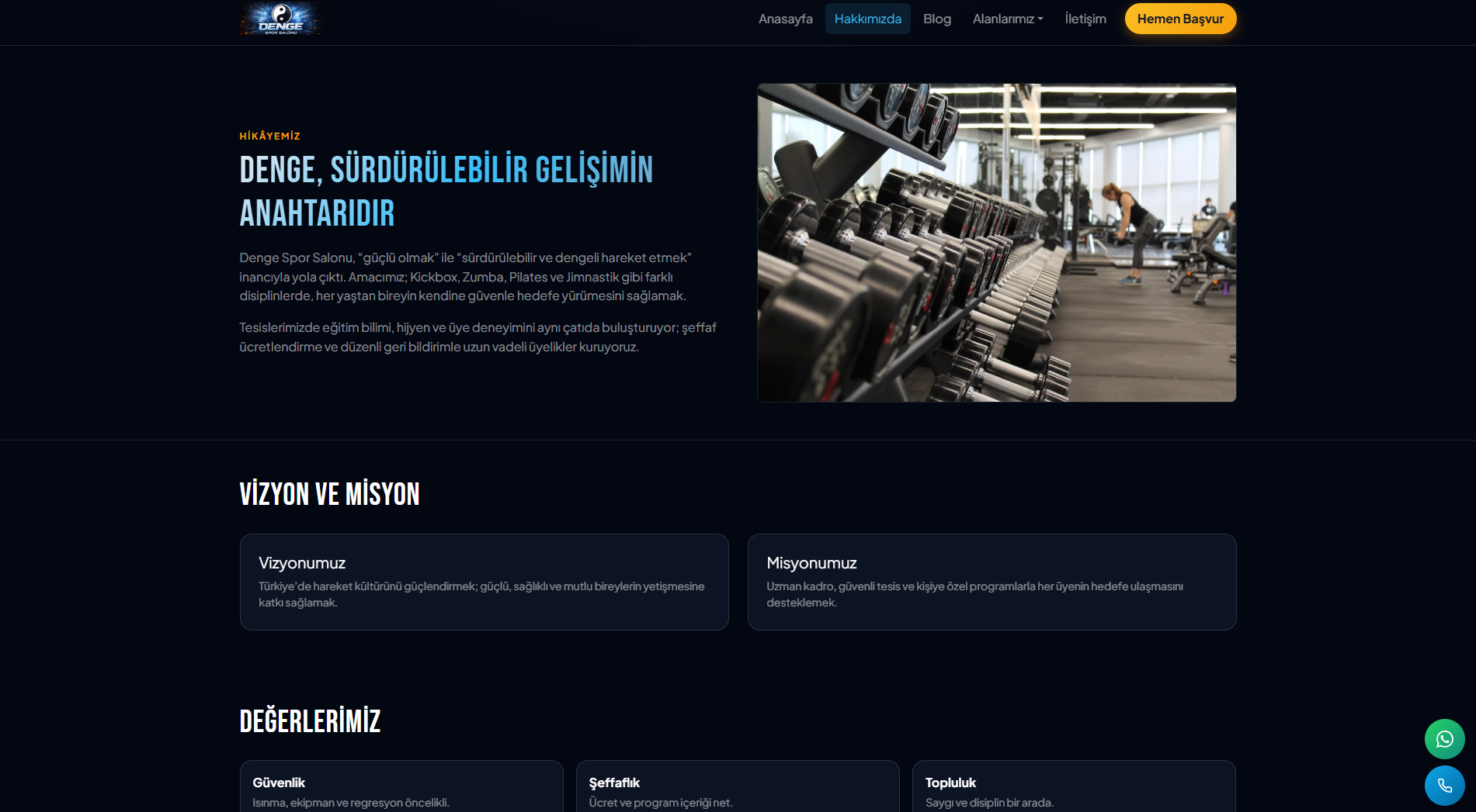 Denge Spor Salonu — Branş Odaklı Web Sitesi ve CMS