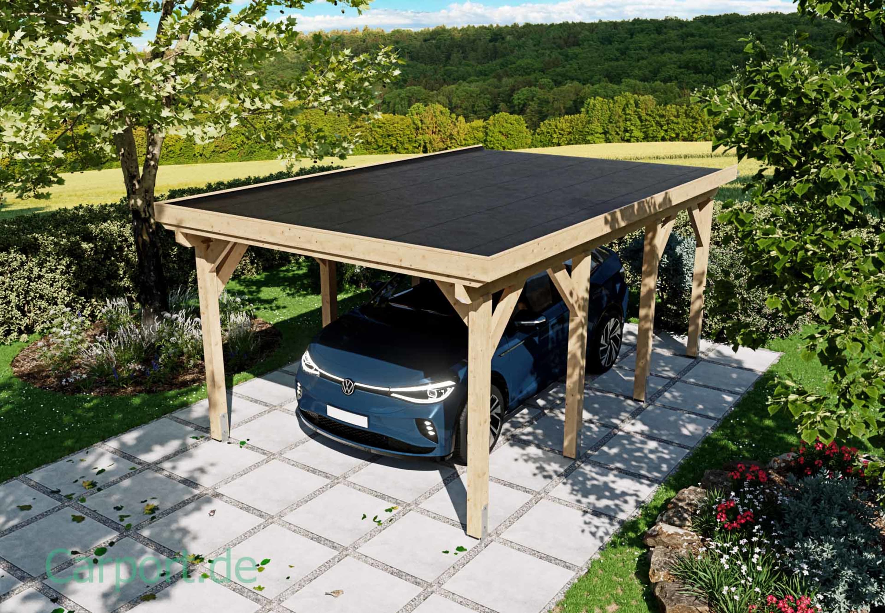 Einzelcarport 3,5 m x 5,5 m Dachdeckung EPDM Dachbahn