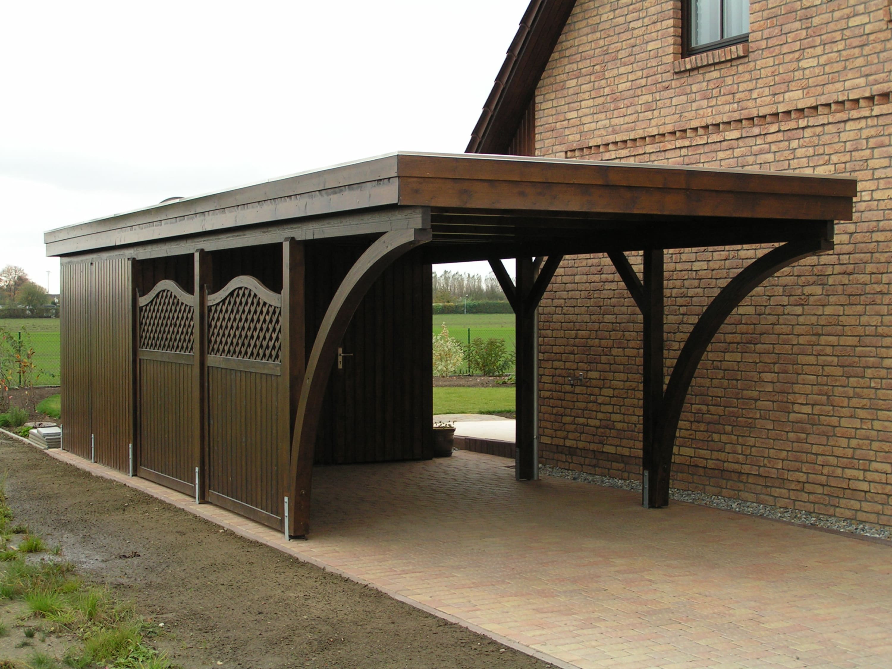 Einzelcarport 3,5 m x 7,96 m Dachdeckung Stahltrapezblech mit Antikondensbeschichtung