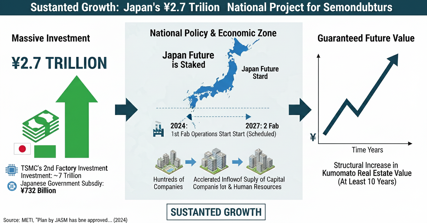 TSMC investment and government subsidy visualization showing ¥2.7 trillion national project