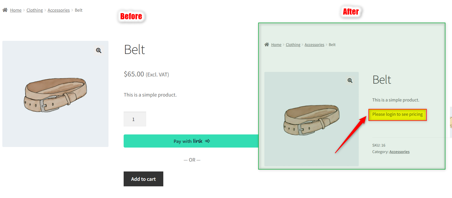 Woocommerce Login to See Pricing Feature 1