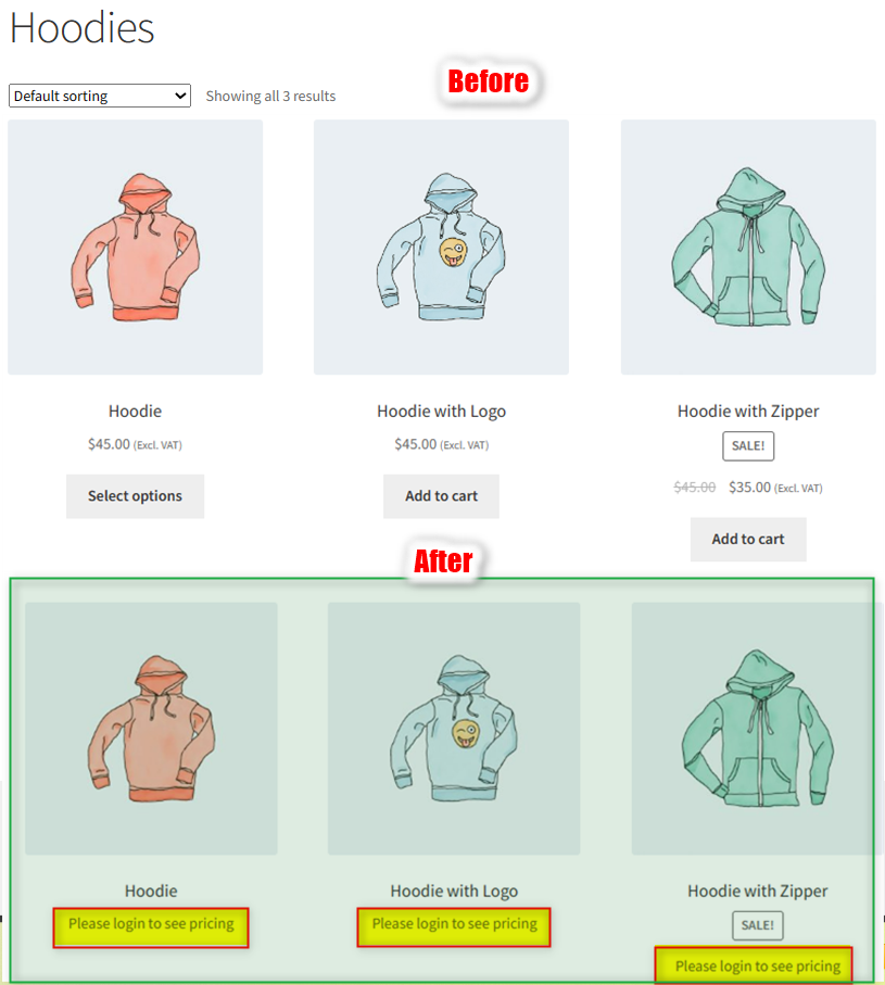 Woocommerce Login to See Pricing Feature 2