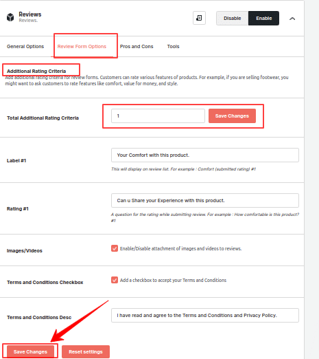 How to Set Additional Rating Criteria?