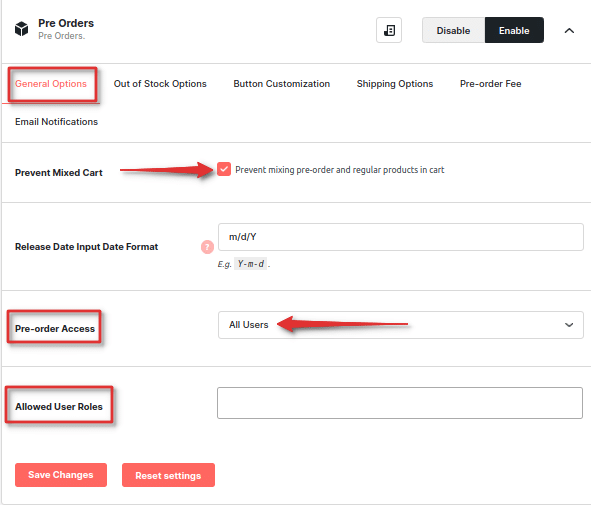 How to set or Edit the settings of pre-order?