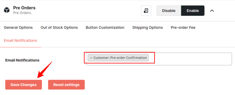 How to Set Email Notifications Options for Pre-Order?