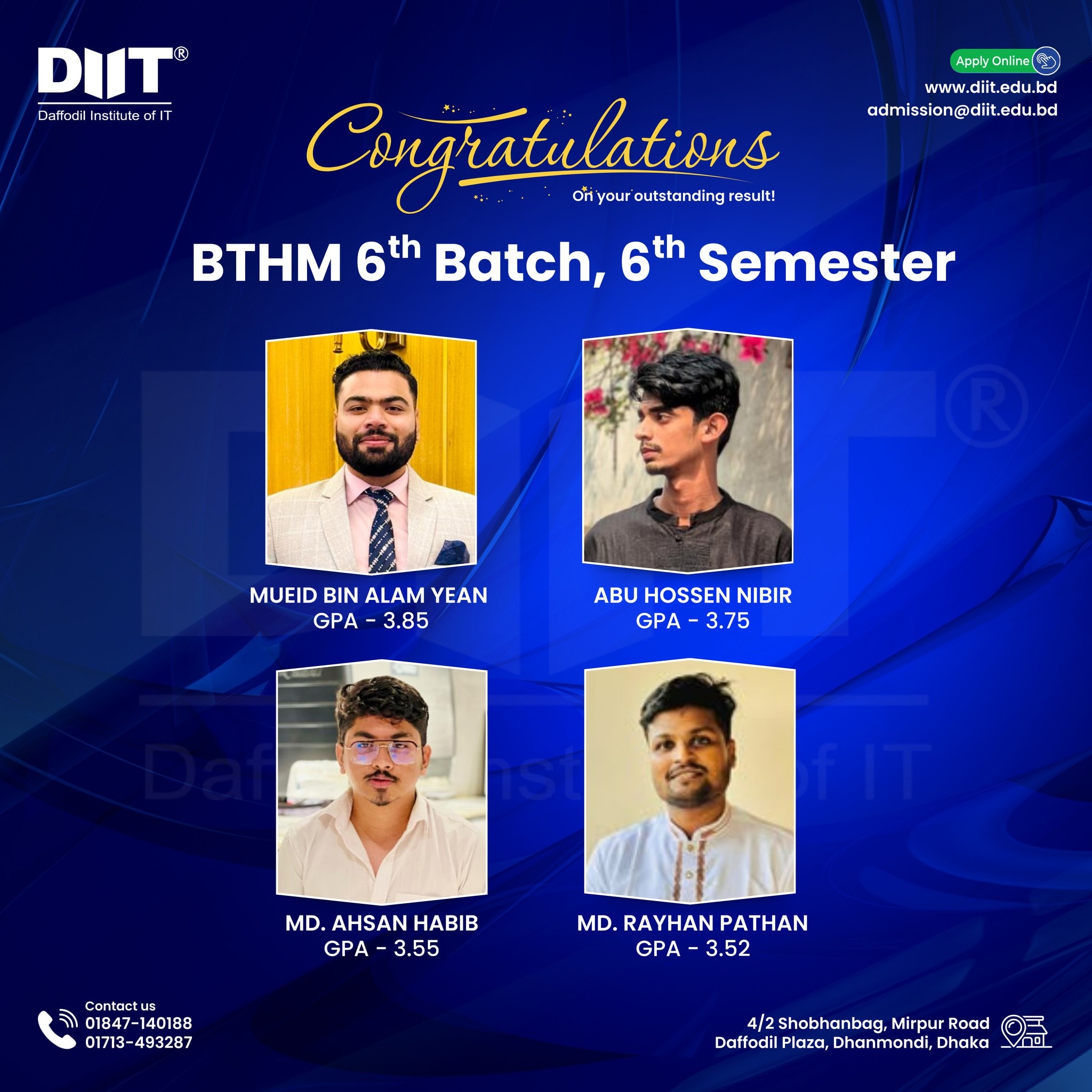 Celebrating Excellence – BTHM 6th Batch, 6th Semester
