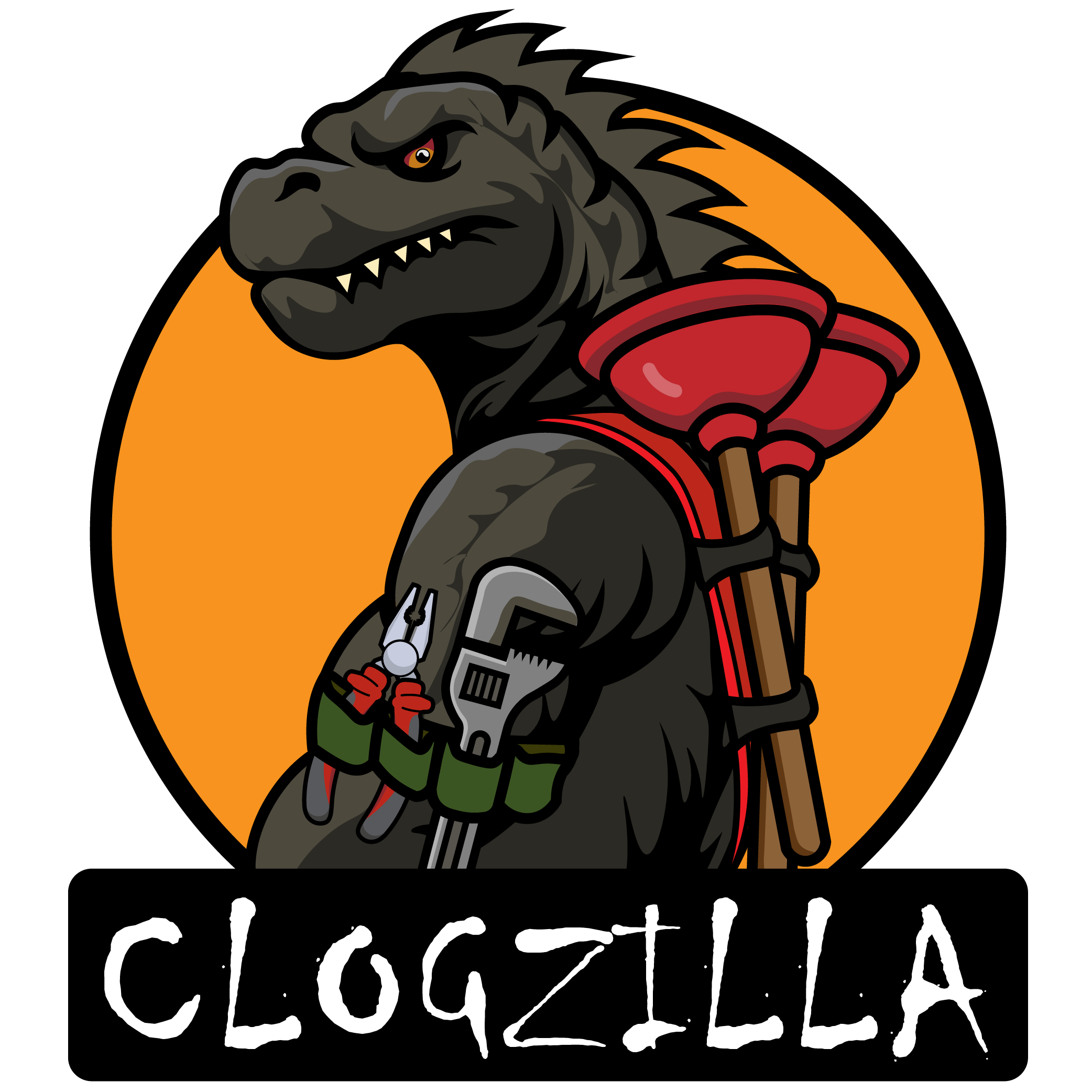 clogzilla plumbing and drainage logo