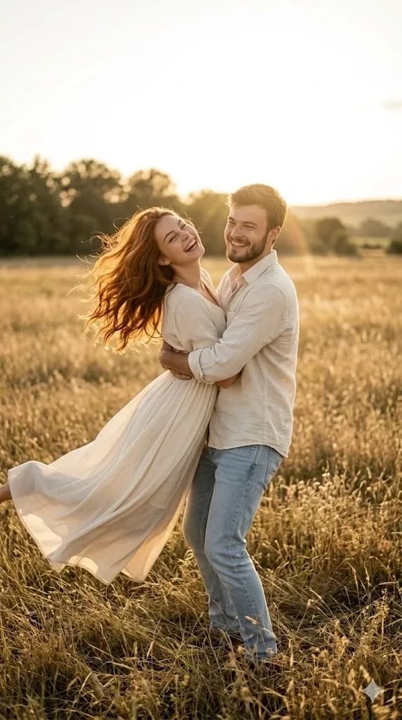 Golden Hour Couple Romantic DSLR Portrait