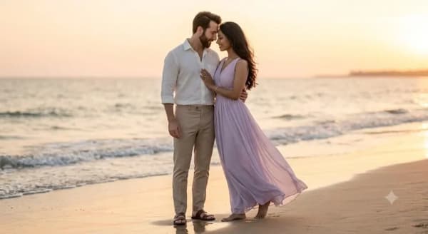 Romantic Shoreline Couple Portrait