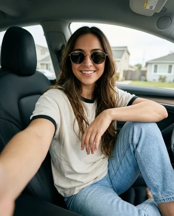 Luxury Car Candid Selfie Editorial