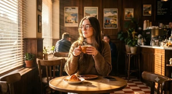 Golden Hour Cafe Portrait