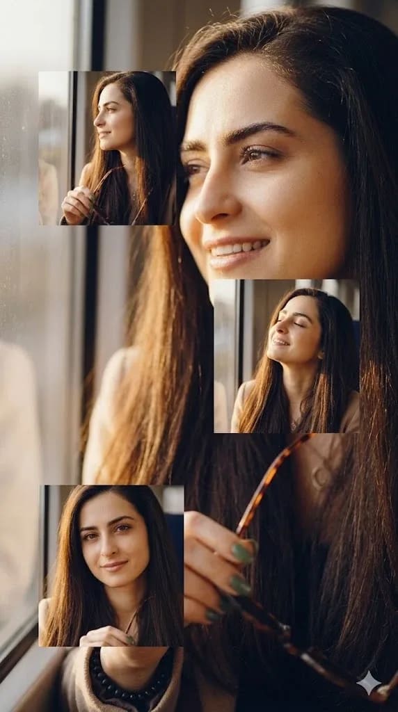 Golden Light Girl Editorial Collage Portrait Style