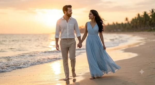 Beach Sunset Couple Editorial