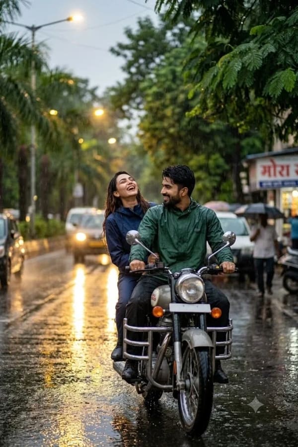 Monsoon Motorcycle Couple Cinematic