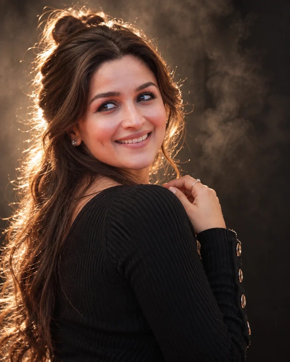 Backlit Portrait with Hair Halo girl image prompt