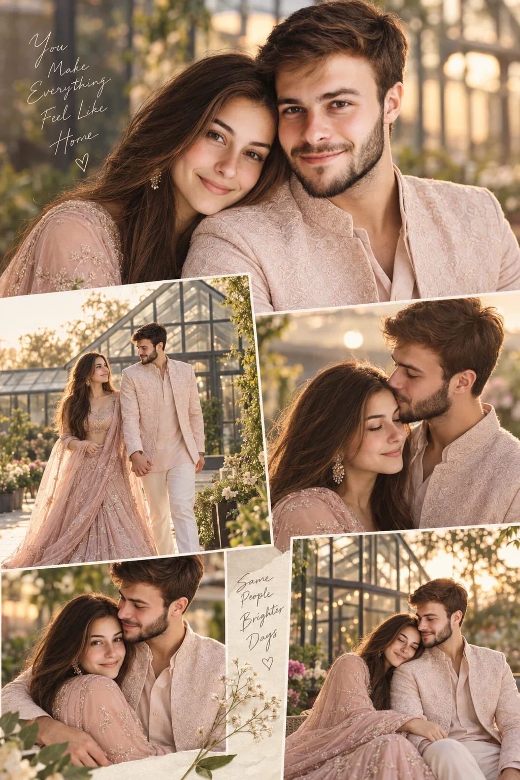 Best AI Image Prompt for Premium Romantic Pre-Wedding Couple Collage Bello Prompt