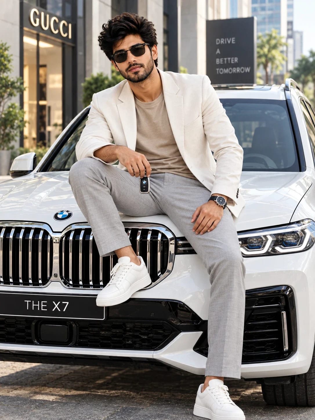 Luxury Lifestyle Portrait with BMW X7 AI Image Prompt