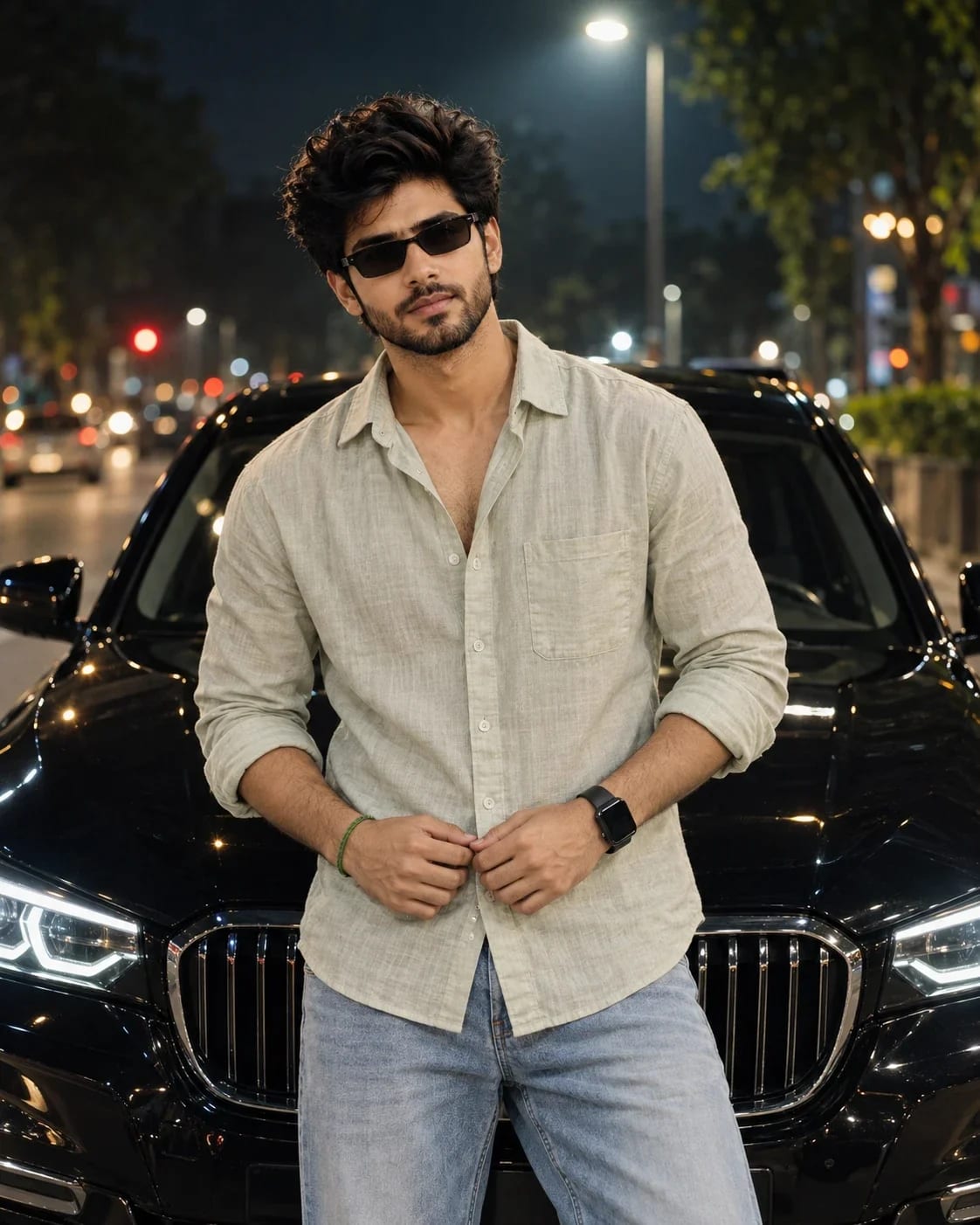 Cinematic Car Portrait AI Photo Prompt Midnight Drive