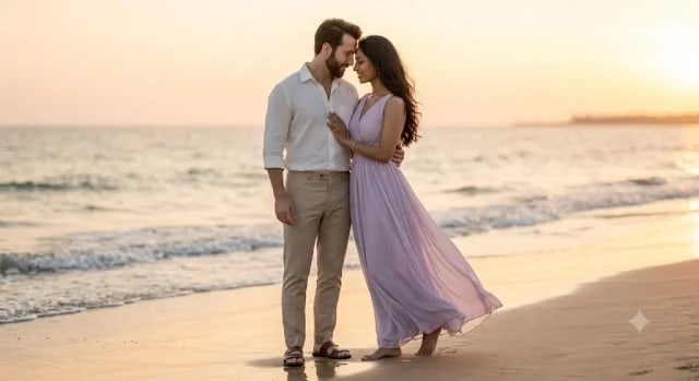 Romantic Shoreline Couple Portrait