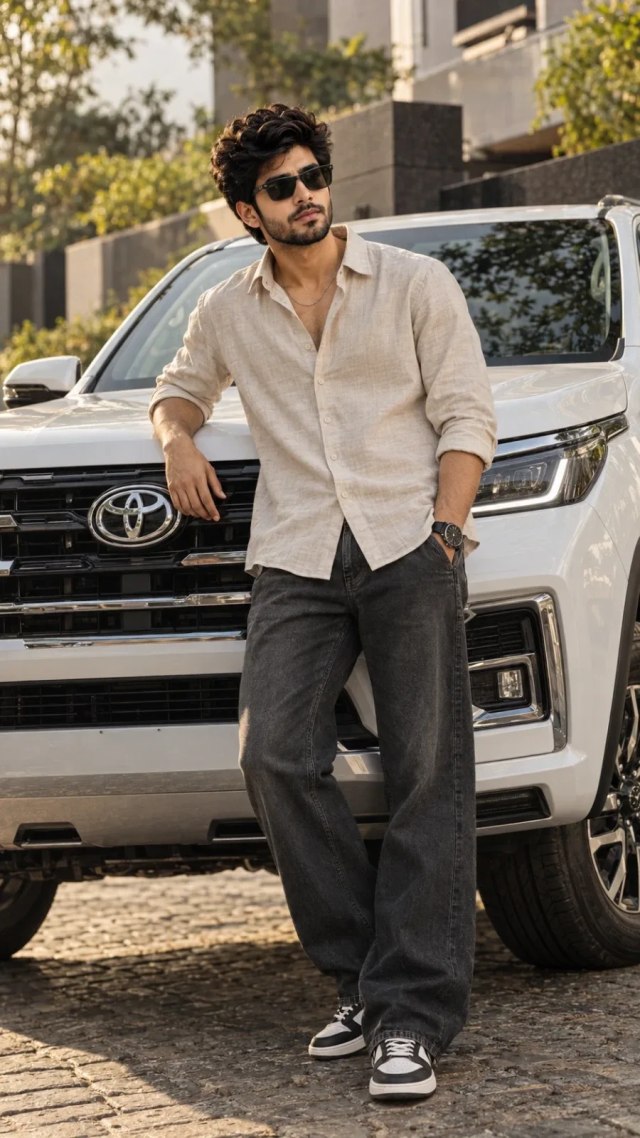 Luxurious fortuner campaign and fortuner  with man image prompt