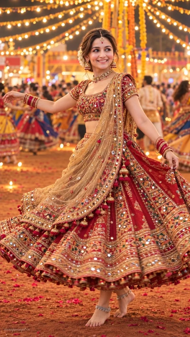 Navratri Girl in Chaniya Choli at the Ahmedabad Garba Ground