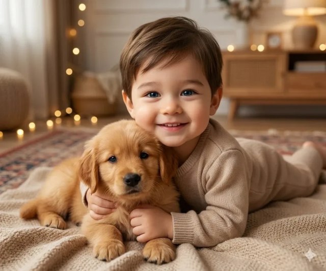 Cute Kids & Pets Portrait