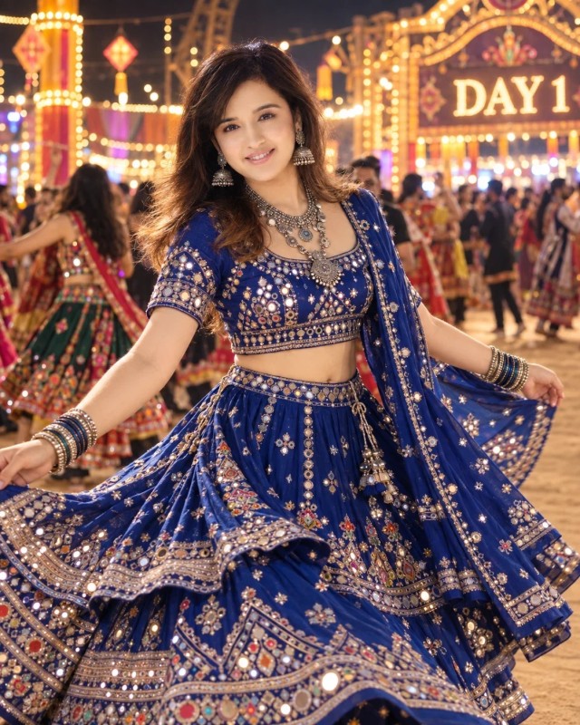 day one Navratri Girl in Chaniya Choli image prompt 2026