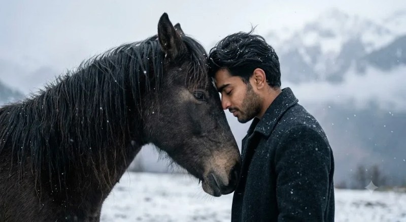 Winter Horse Bond Portrait