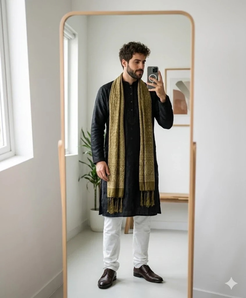 Mirror Selfie Man in Kurta Prompt