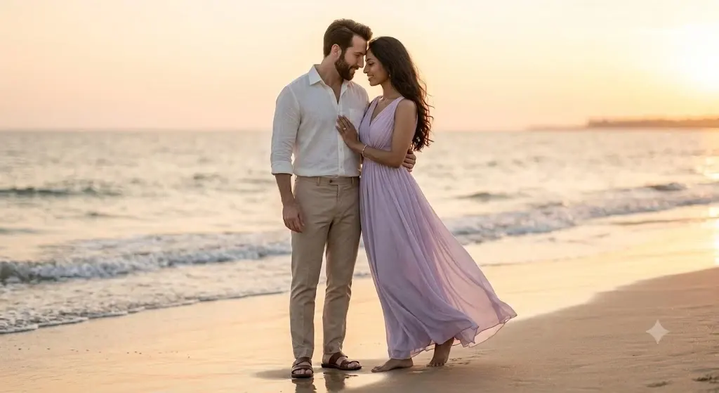Romantic Shoreline Couple Portrait