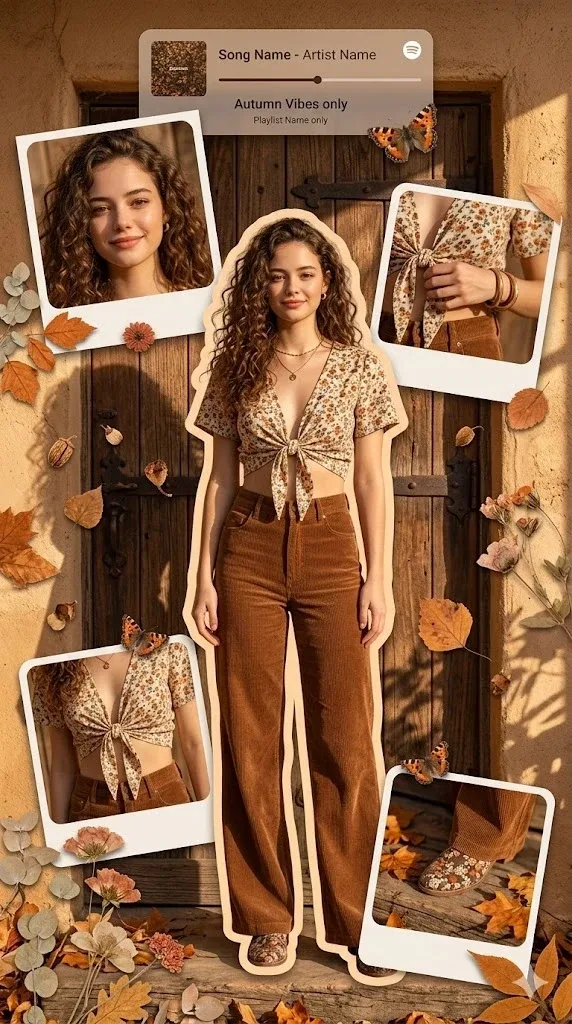 Autumn Aesthetic Girl Collage Spotify Style