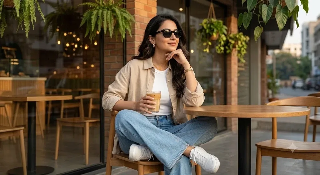 Golden Hour Café Lifestyle Editorial - AI prompt example for Gemini and Midjourney