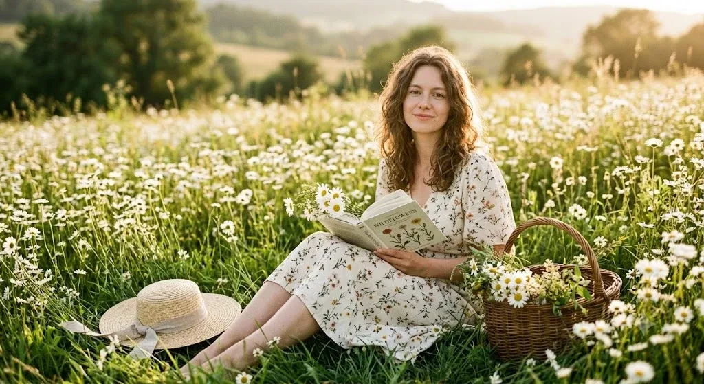 Vintage Daisy Meadow Editorial Portrait