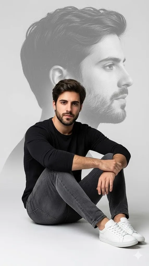 Double Exposure Male Portrait Prompt