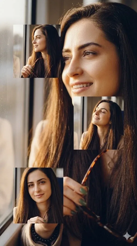 Golden Light Girl Editorial Collage Portrait Style