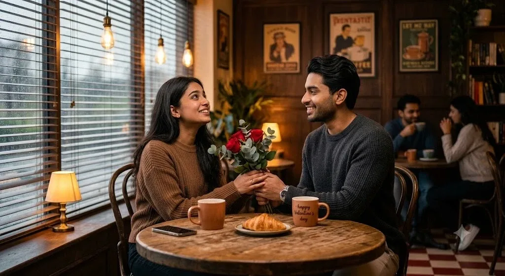 Cozy Café Romance Portrait