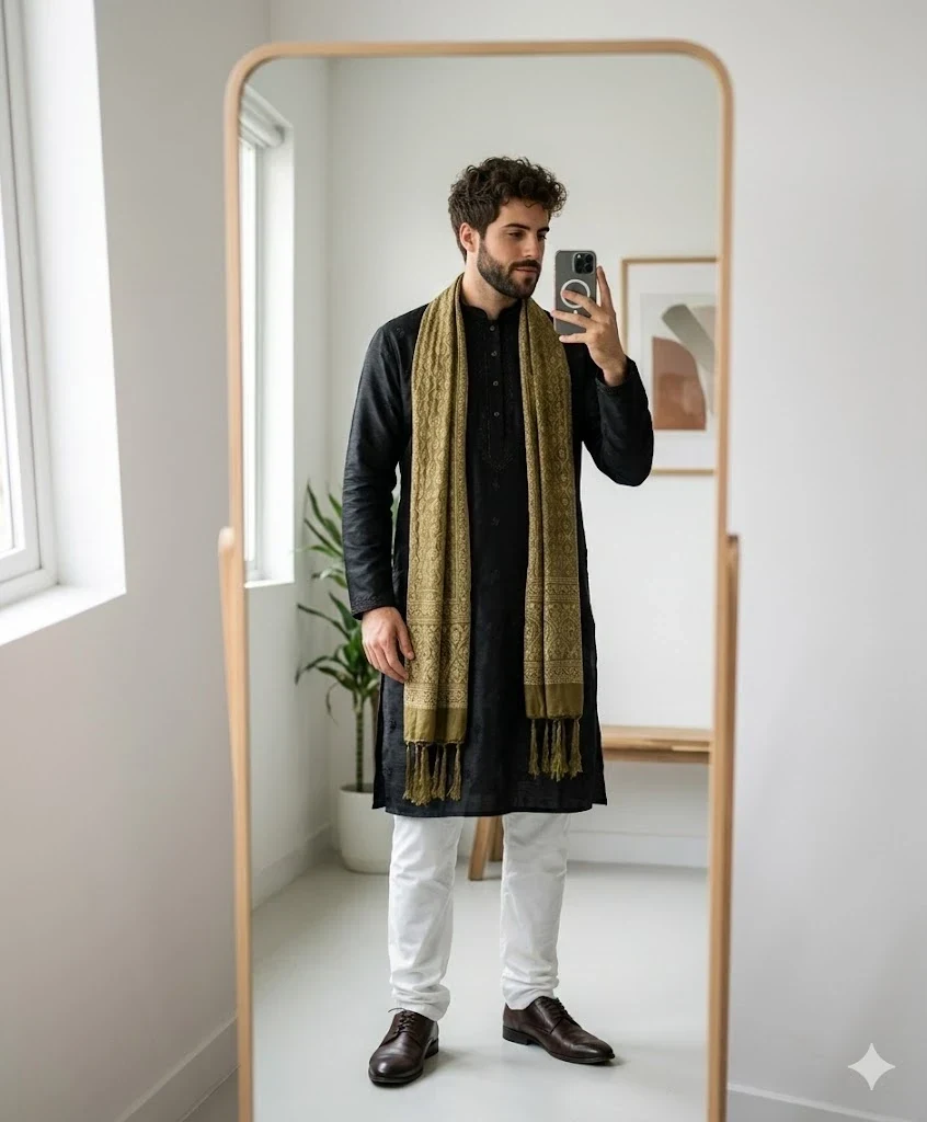 Mirror Selfie Man in Kurta Prompt